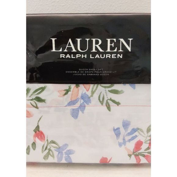 Ralph Lauren MAGGIE FLORAL White Queen Sheet Set w/Xtra Two Standard Pillowcases - Picture 6 of 13